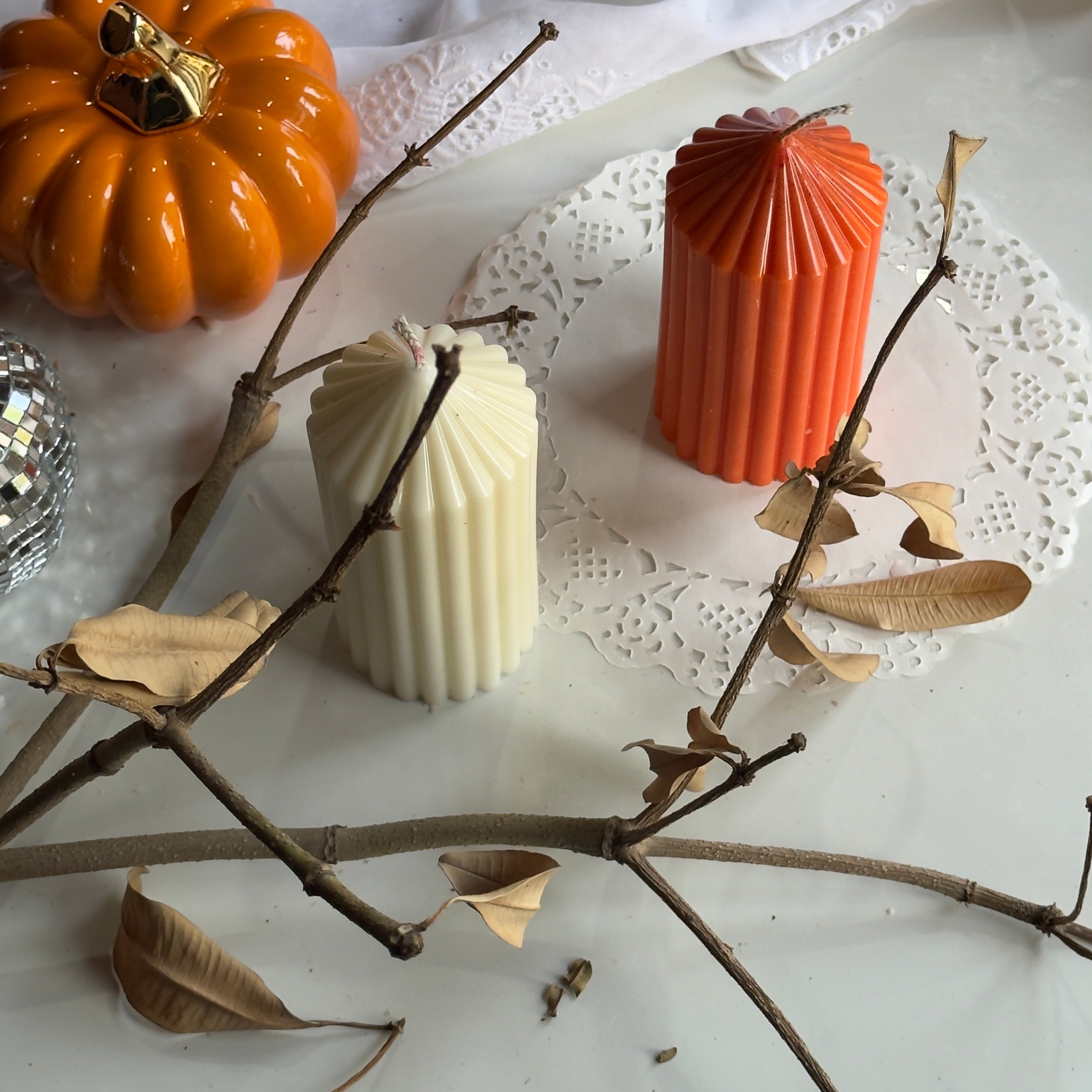 Stripped Pillar Candle