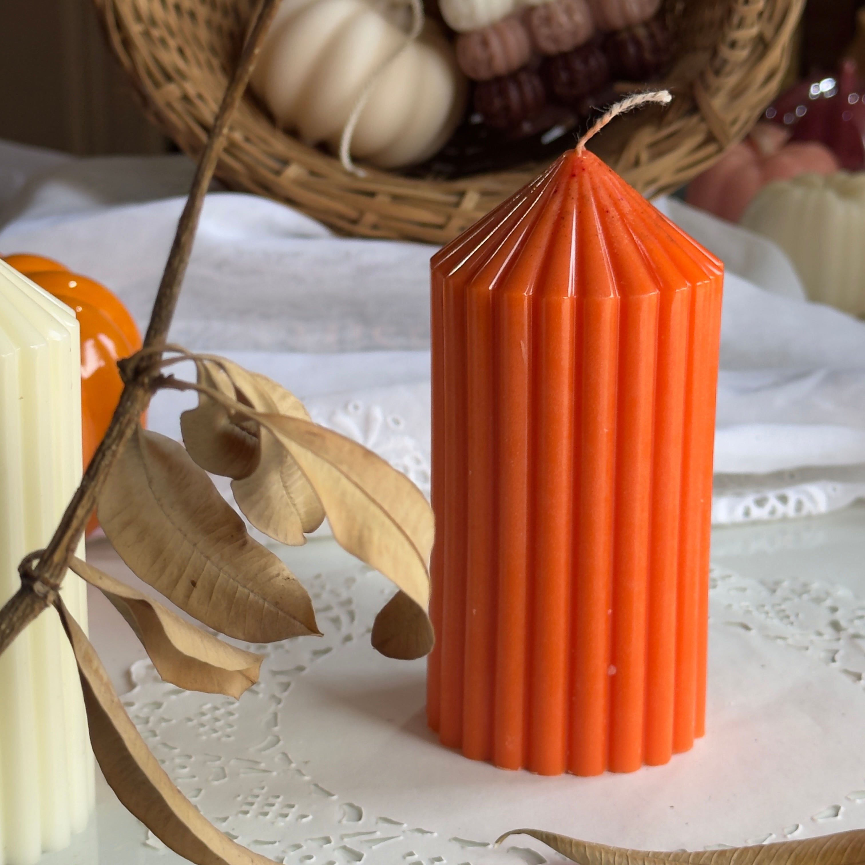 Stripped Pillar Candle